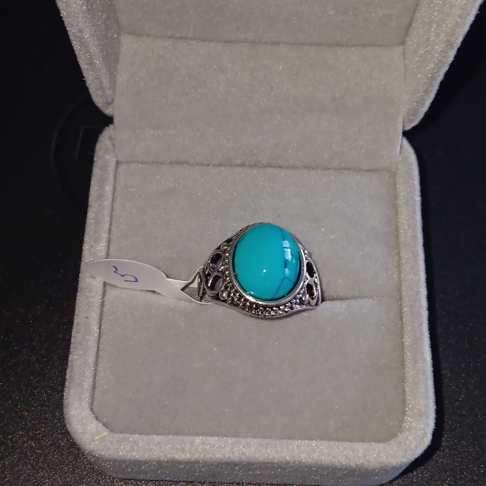 Turquoise  and silver ring size 5